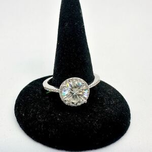 Halo Moissanite Ring Brilliant Round Cut 925 18K GRA 2 Ct Wedding Anniversary